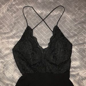 Black Lace backless Romper